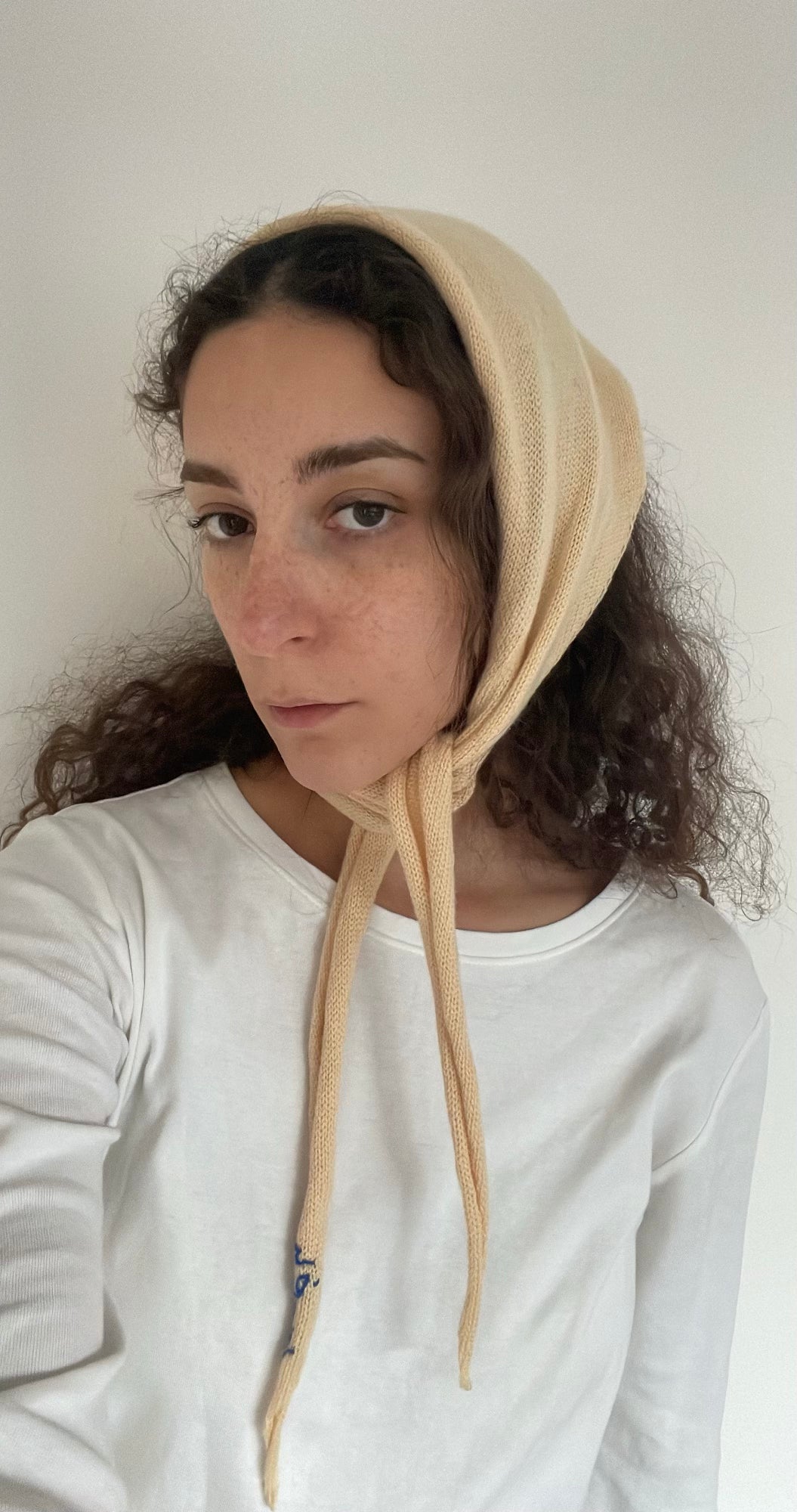 givéh knitwear handmade by female artisans in iran. knitwear for cool people. merino wool cashmere blend lily mini scarf with embroidery.