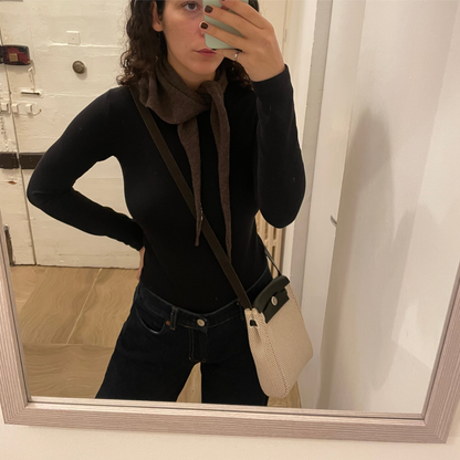 Givéh brown merino wool embroidered mini scarf