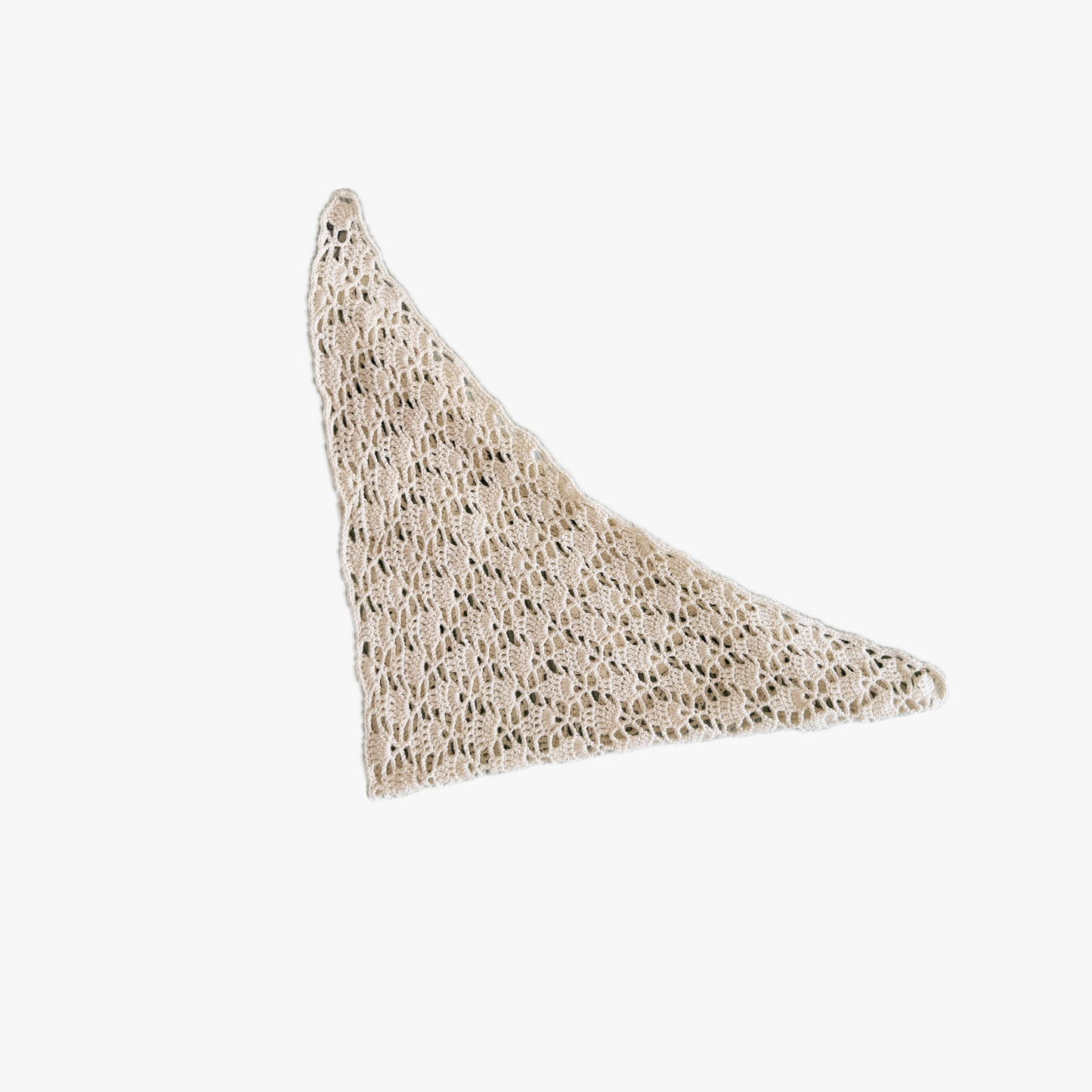 Givéh knitwear white cotton hand crocheted mini scarf by female artisans in Iran, openwork crochet