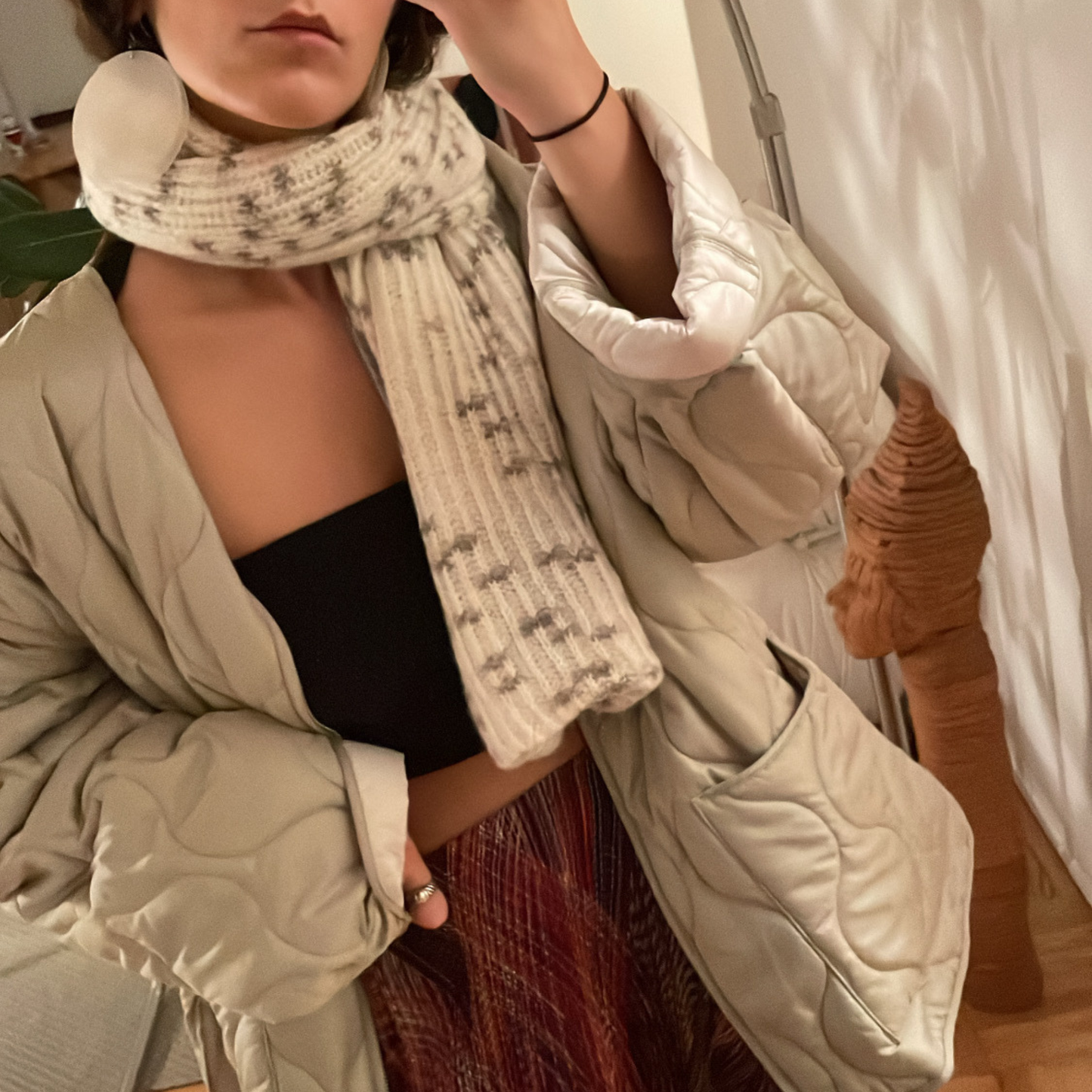 handmade hand embroidered knit wool scarf limited edition holiday collection givéh fall winter waste yarn