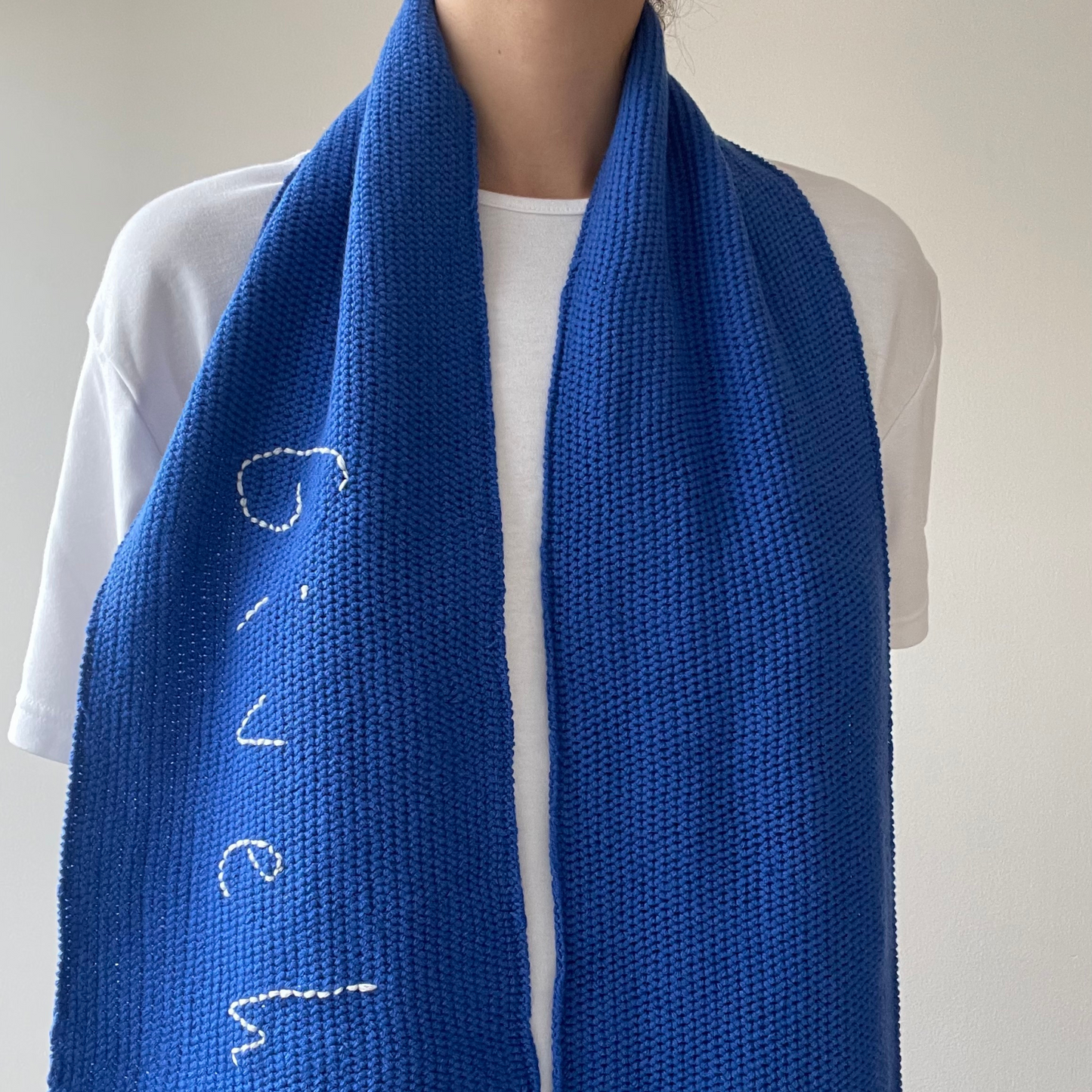 handmade hand embroidered knit wool scarf limited edition holiday collection givéh fall winter waste yarn
