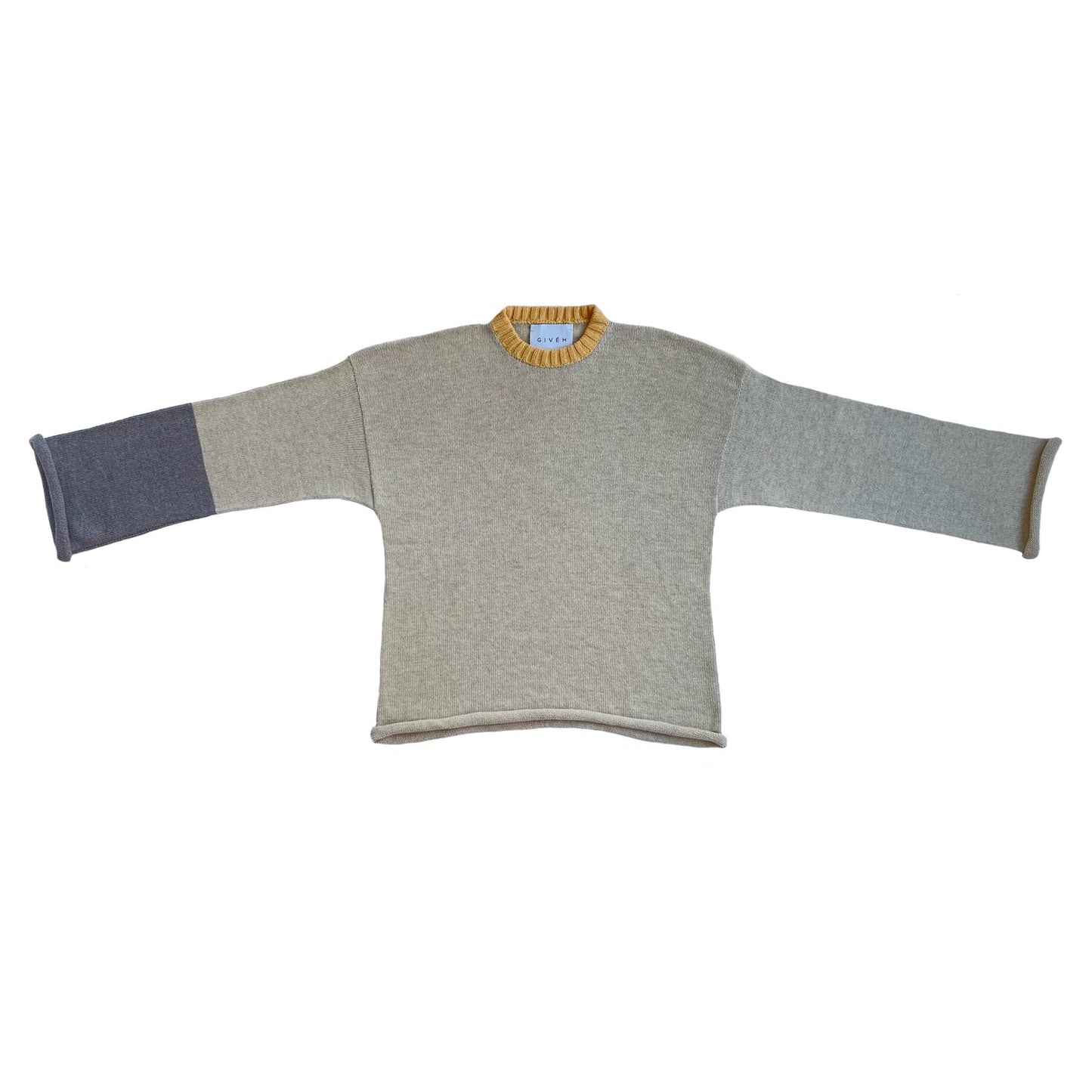 givéh knitwear handmade ethical timeless cream merino wool knit sweater with wide and long sleeves