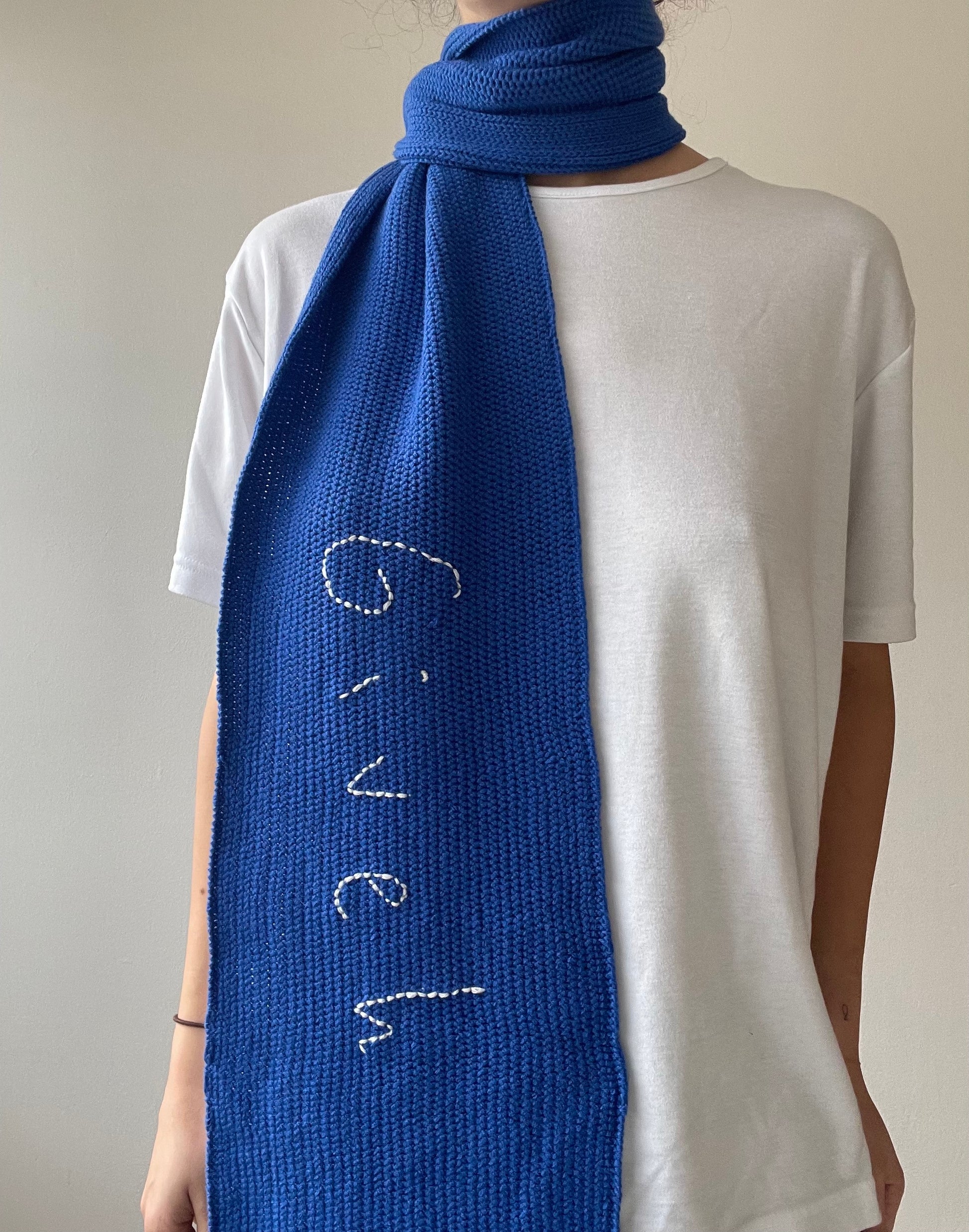 handmade hand embroidered knit wool scarf limited edition holiday collection givéh fall winter waste yarn