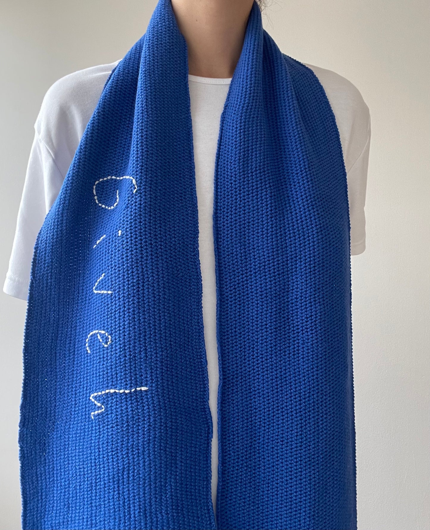 handmade hand embroidered knit wool scarf limited edition holiday collection givéh fall winter waste yarn