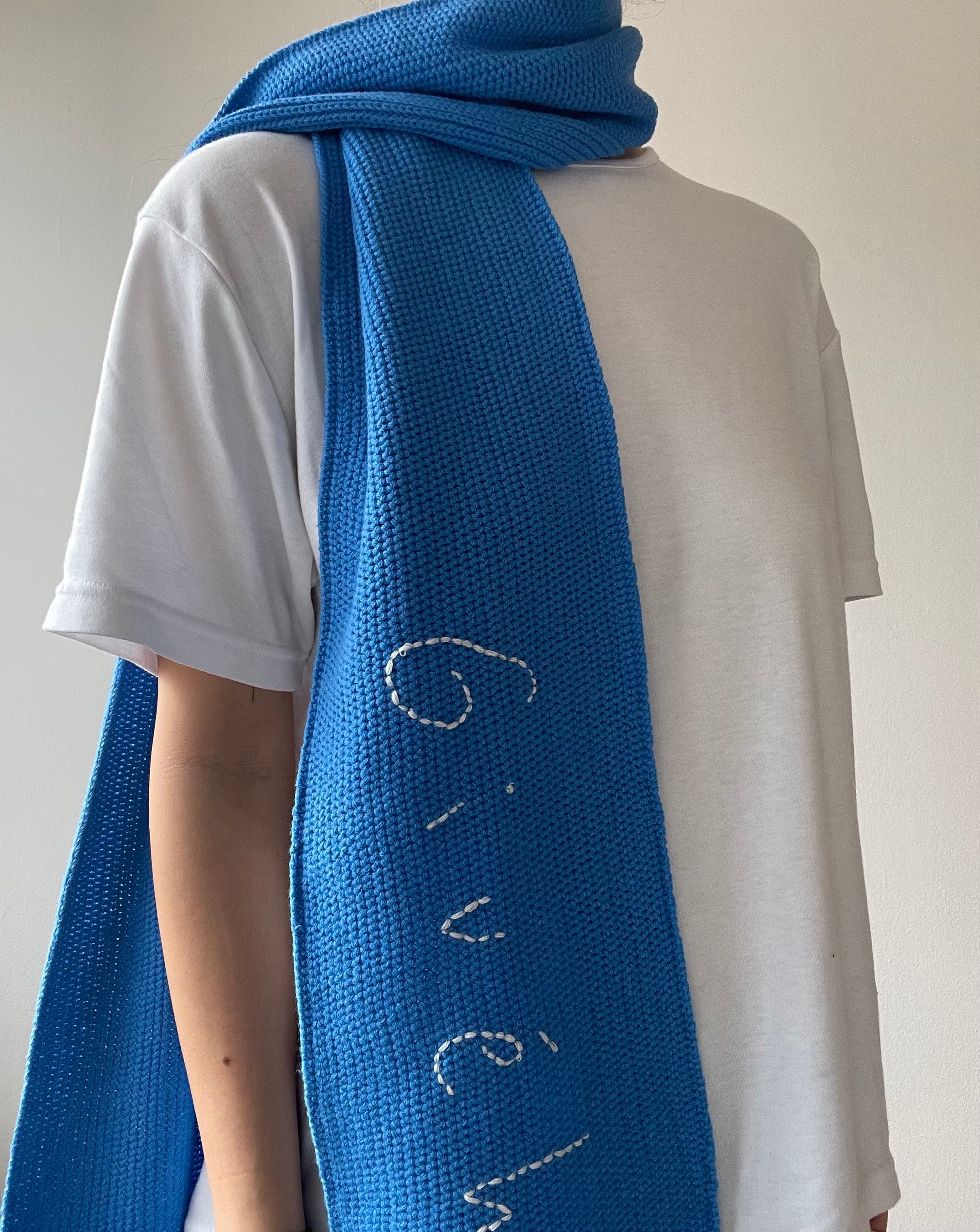 handmade hand embroidered knit wool scarf limited edition holiday collection givéh fall winter waste yarn