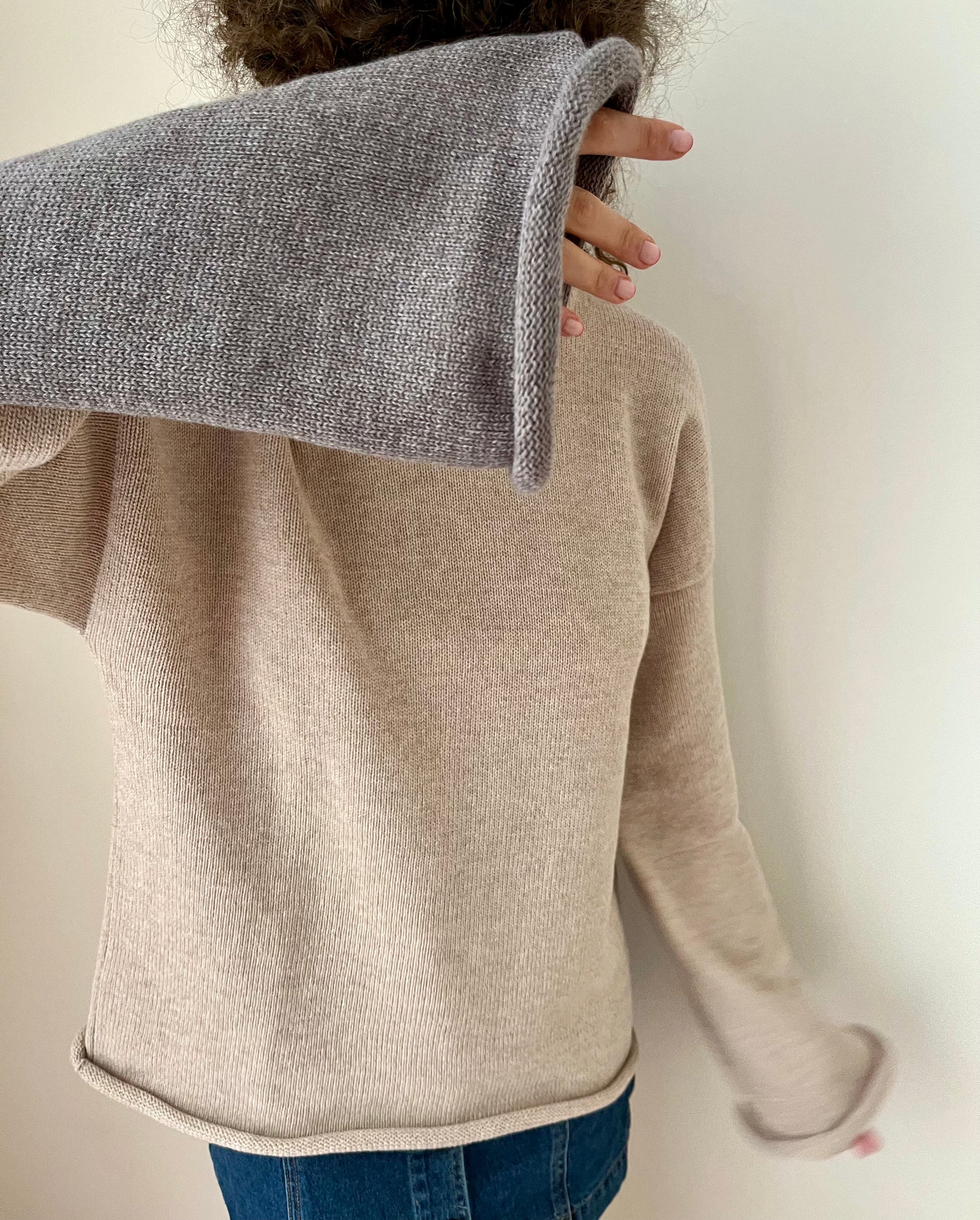 givéh knitwear handmade ethical timeless cream merino wool knit sweater with wide and long sleeves