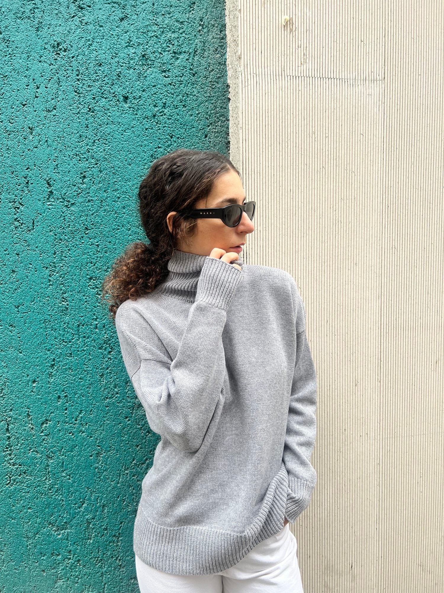 givéh knitwear handmade ethical timeless grey cashmere merino wool turtleneck knit sweater unisex