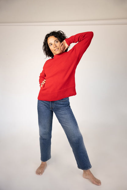 givéh knitwear handmade ethical timeless red merino wool crewneck unisex knit sweater