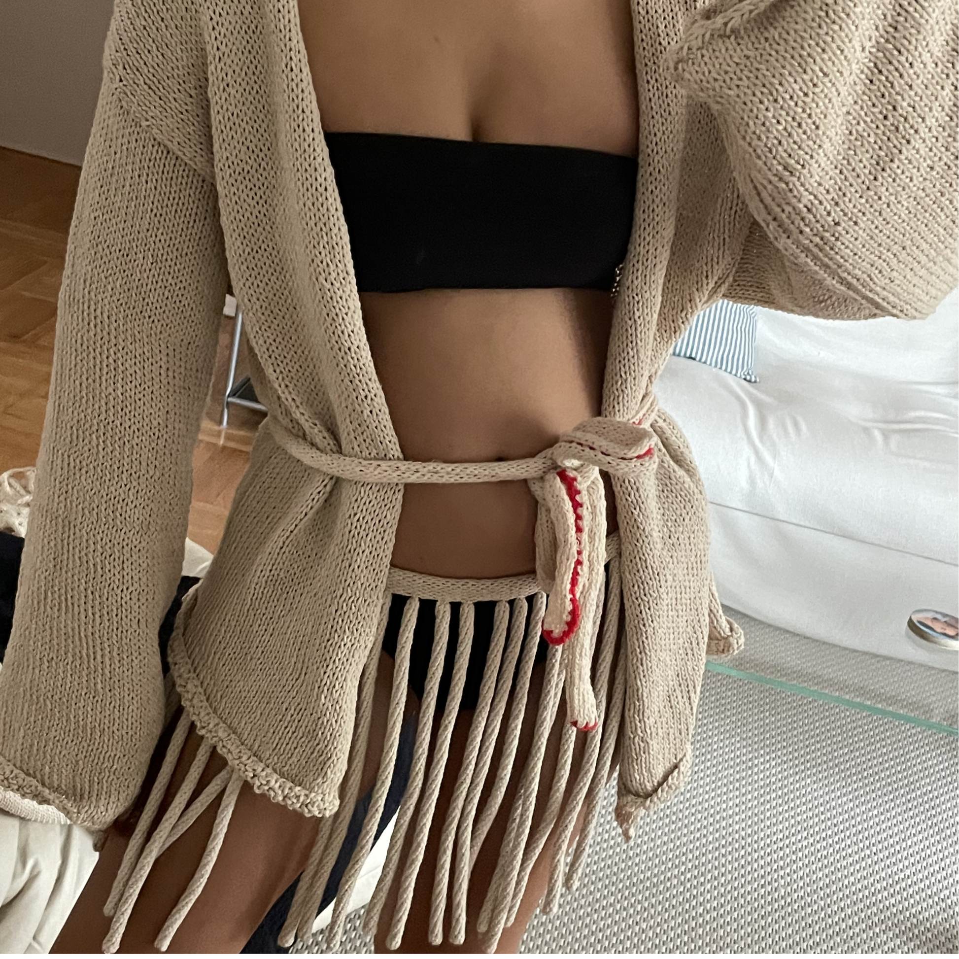 Givéh handmade cotton crochet fringe skirt by female artisans in Iran, lightweight summer skirt for beach and day parties